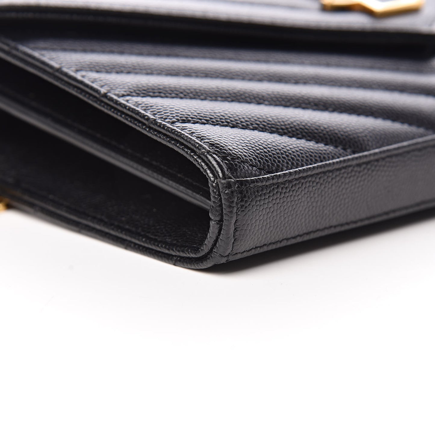 Grain De Poudre Matelasse Chevron Monogram Chain Wallet Black