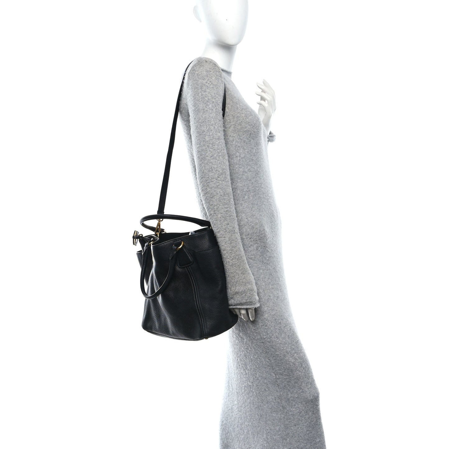 Vitello Daino Side Pocket Tote Black