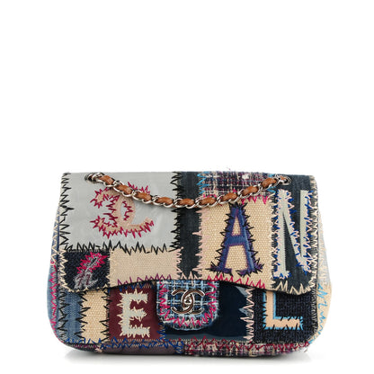 Chanel Denim Tweed Patchwork Jumbo Single Flap Multicolor 1 of 8