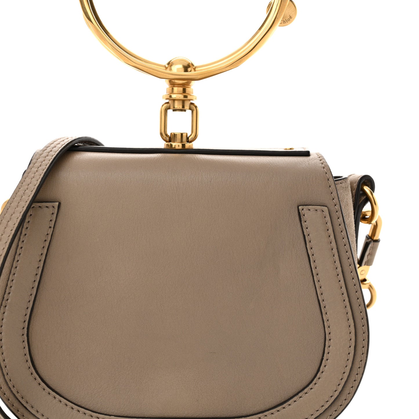 Calfskin Suede Small Nile Bracelet Bag Motty Grey