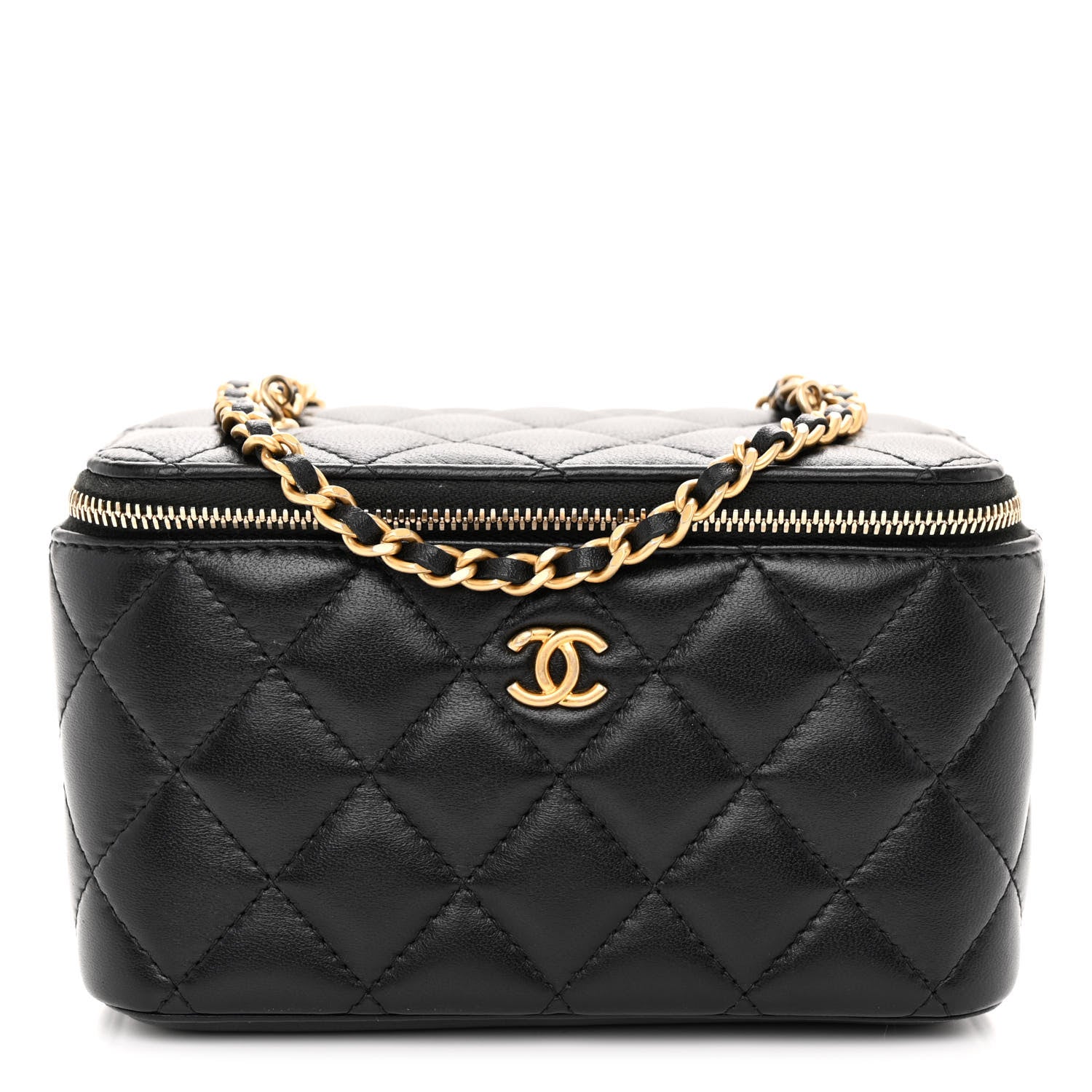 Chanel Lambskin Quilted Pearl Crush Small Vanity Case With Chain Black 1 of 10