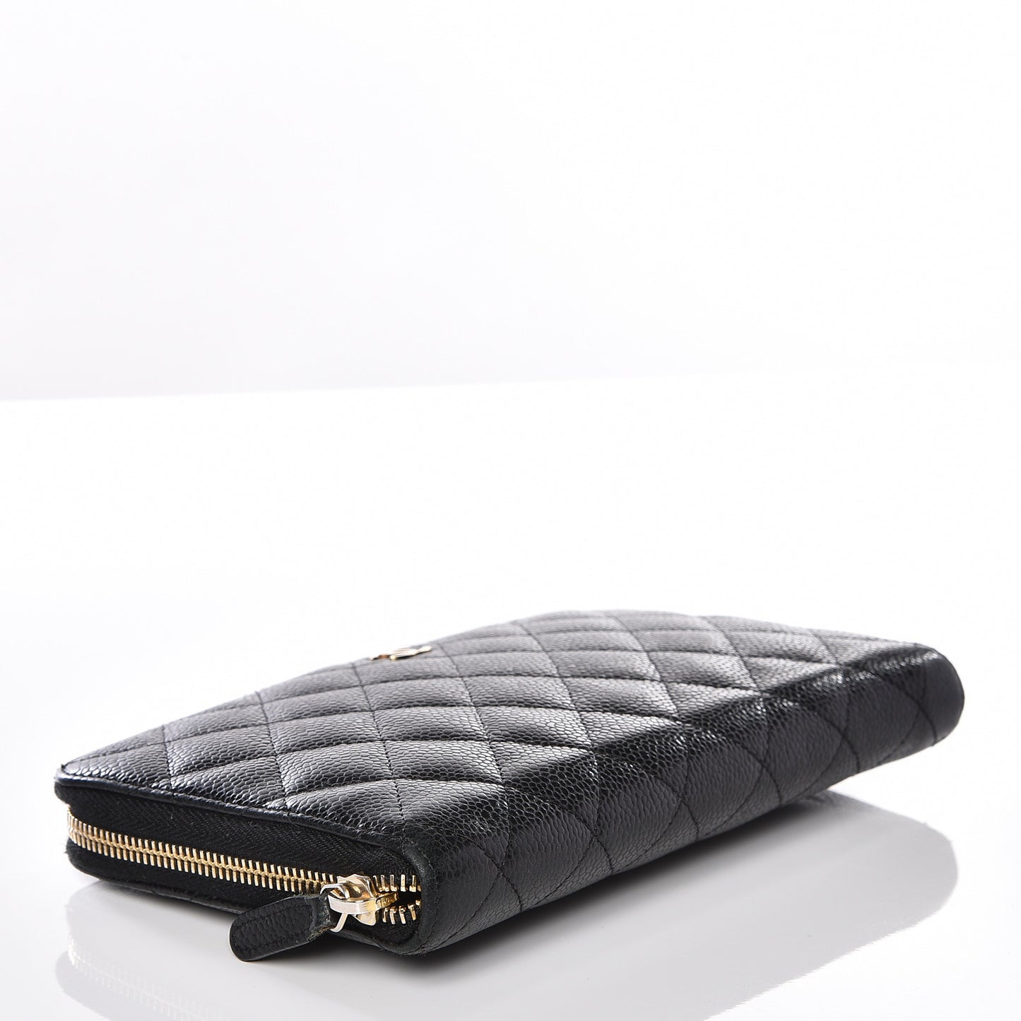 Caviar Quilted Large Zip Around Organizer Wallet Black