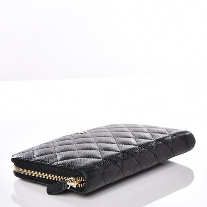 Chanel Caviar Quilted Large Zip Around Organizer Wallet Black 3 of 13