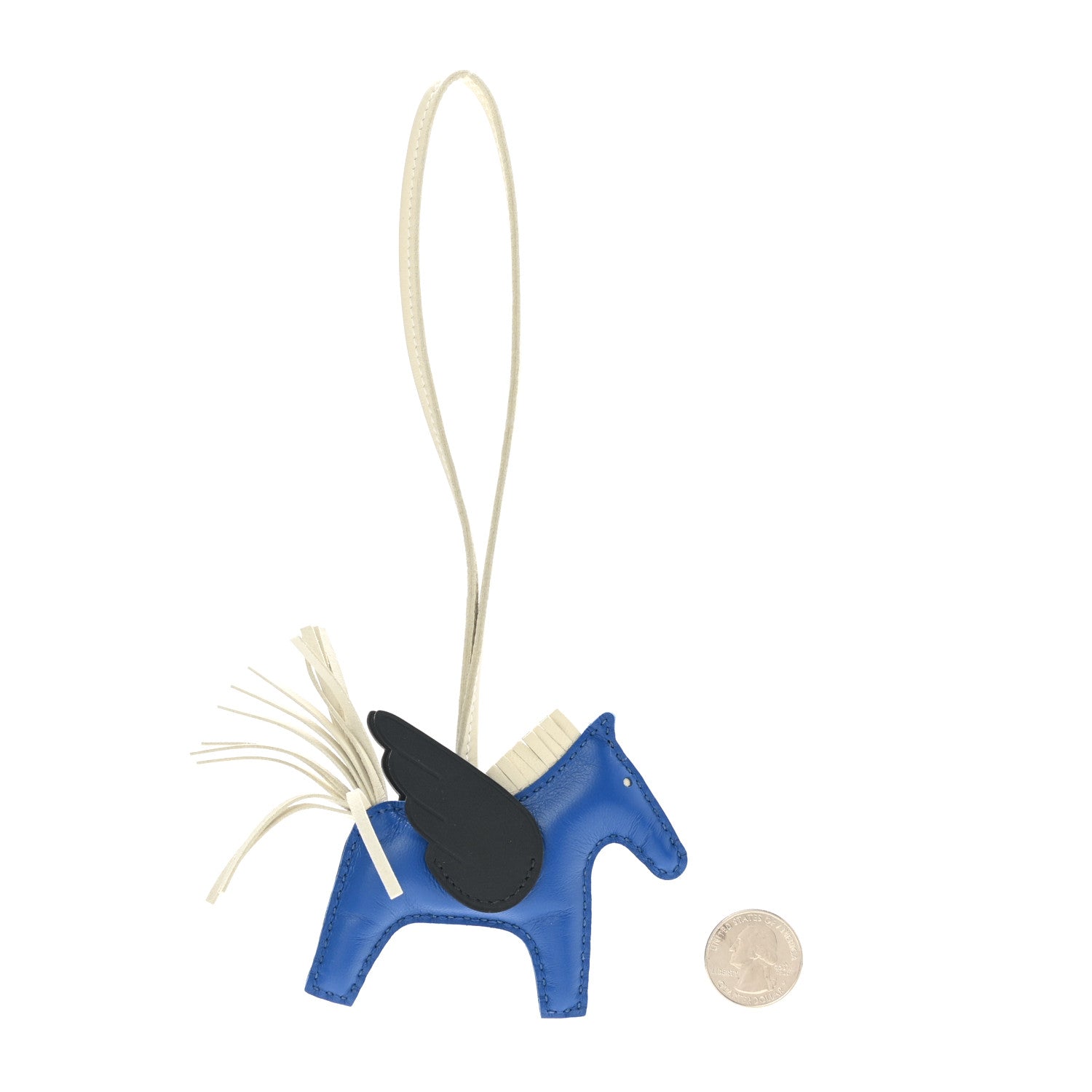 Hermes Milo Lambskin Grigri Rodeo Pegase Horse Bag Charm PM Bleu France Nata Black 2 of 4