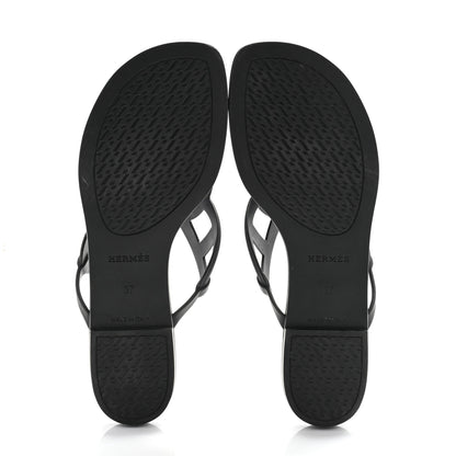Hermes Rubber Womens Egerie Sandals 37 Black 6 of 10