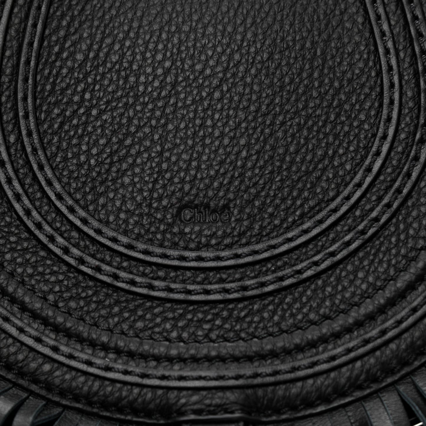 Calfskin Mini Marcie Round Fringe Crossbody Bag Black