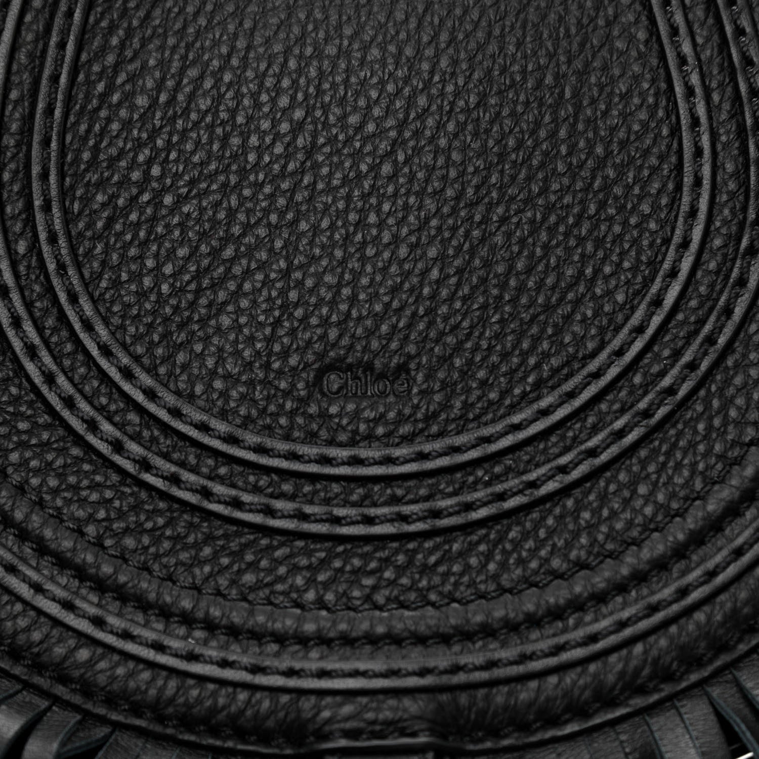 Chloe Calfskin Mini Marcie Round Fringe Crossbody Bag Black 8 of 9