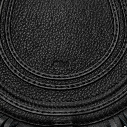 Chloe Calfskin Mini Marcie Round Fringe Crossbody Bag Black 8 of 9