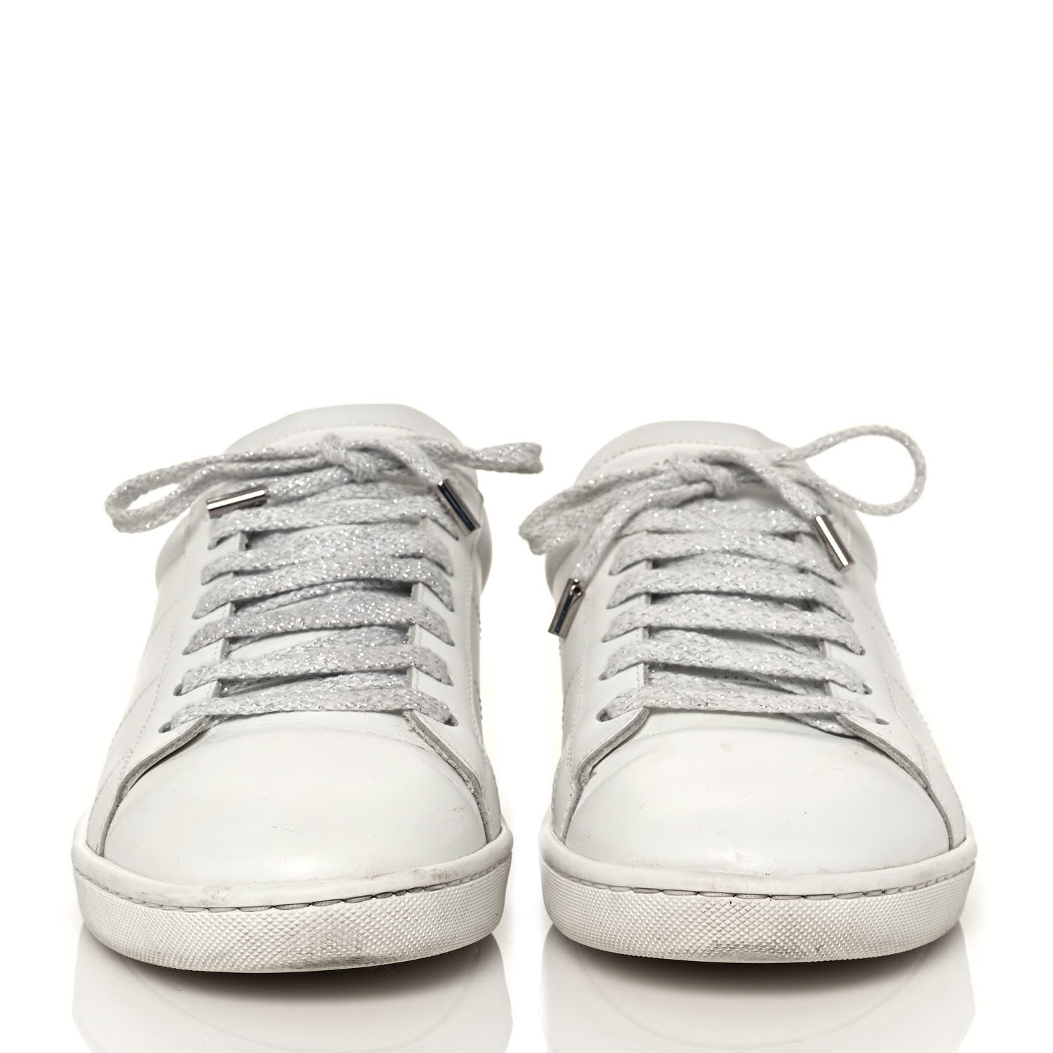 Saint Laurent Calfskin Metallic Ayers Signature Court Lips Sneakers 41 Optic White 2 of 12