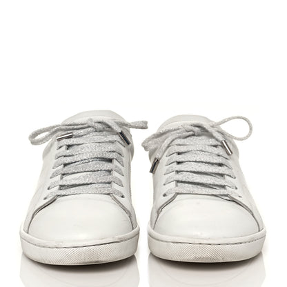 Saint Laurent Calfskin Metallic Ayers Signature Court Lips Sneakers 41 Optic White 2 of 12