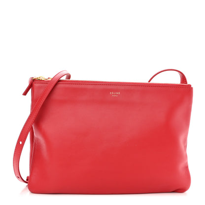Celine Lambskin Small Trio Crossbody Bag Red 1 of 11