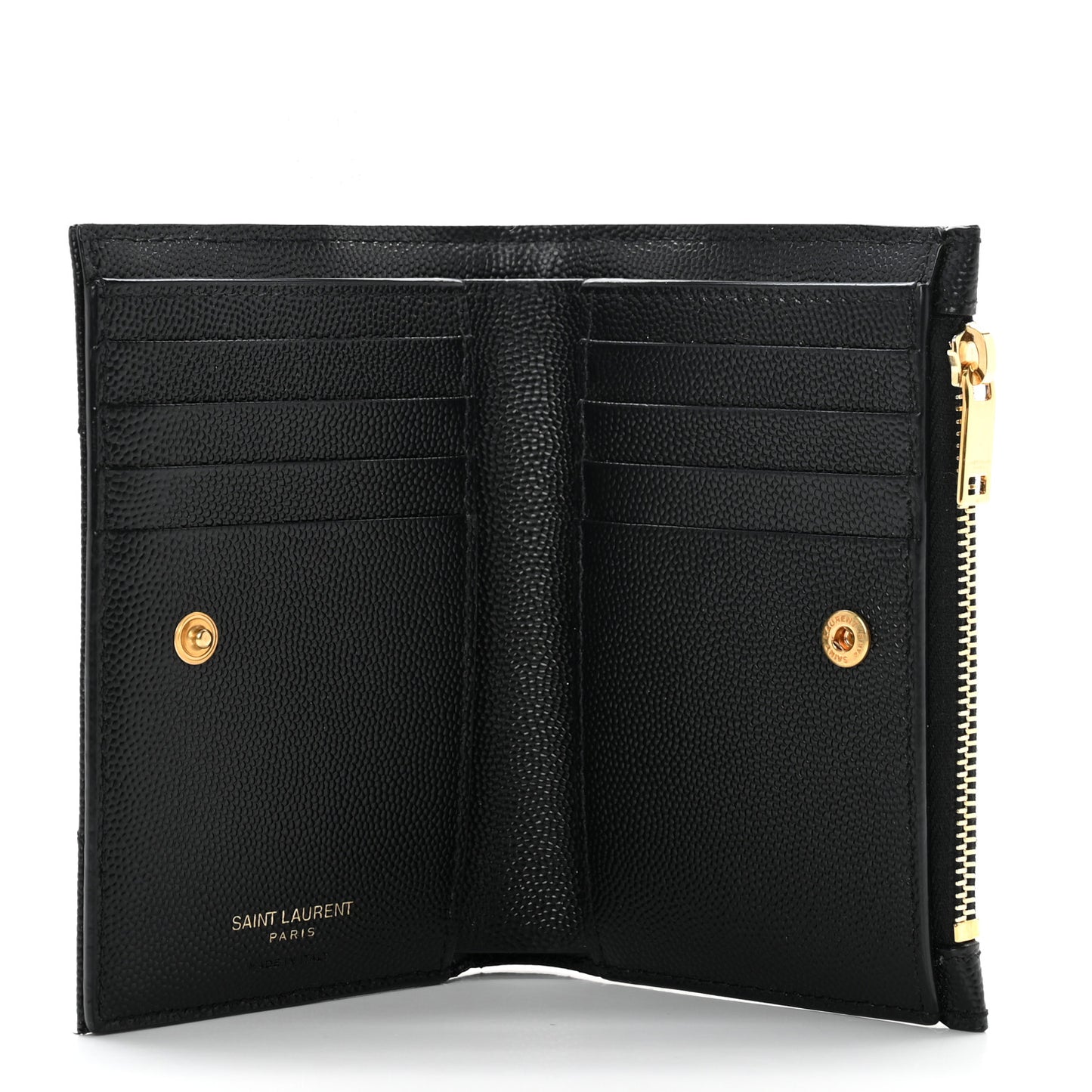 Grain De Poudre Matelasse Chevron Monogram Zipped Two-Part Wallet Black
