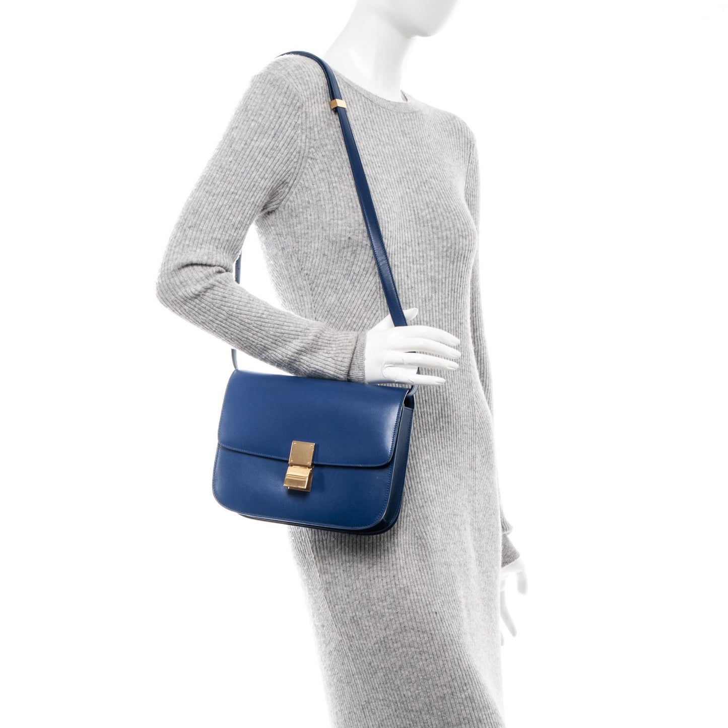 Box Calfskin Medium Classic Box Flap Bag Indigo