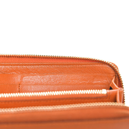 Balenciaga Agneau Classic Hardware Continental Zip Around Wallet Tangerine 7 of 15