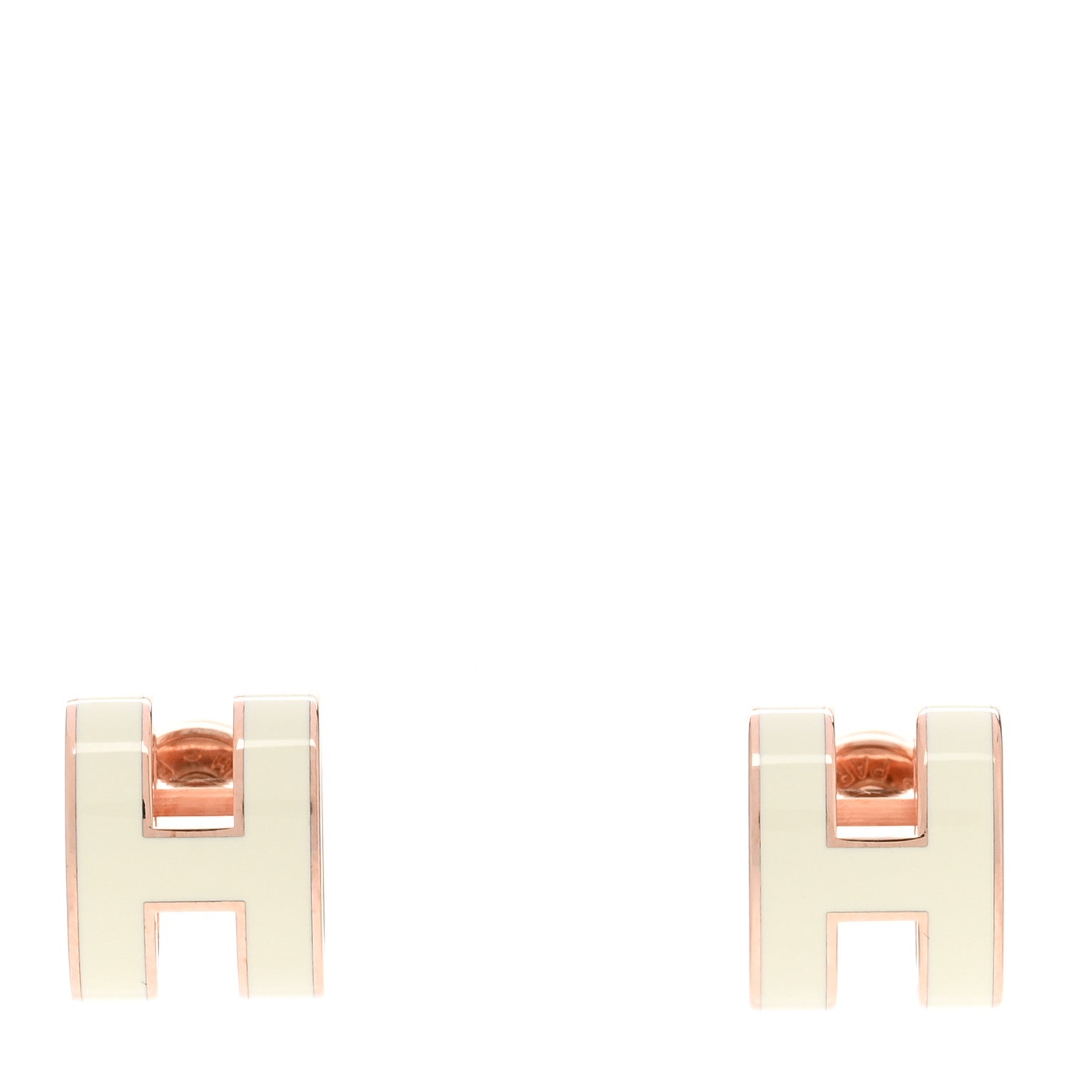 Hermes Rose Gold Lacquered Mini Pop H Earrings White 1 of 7