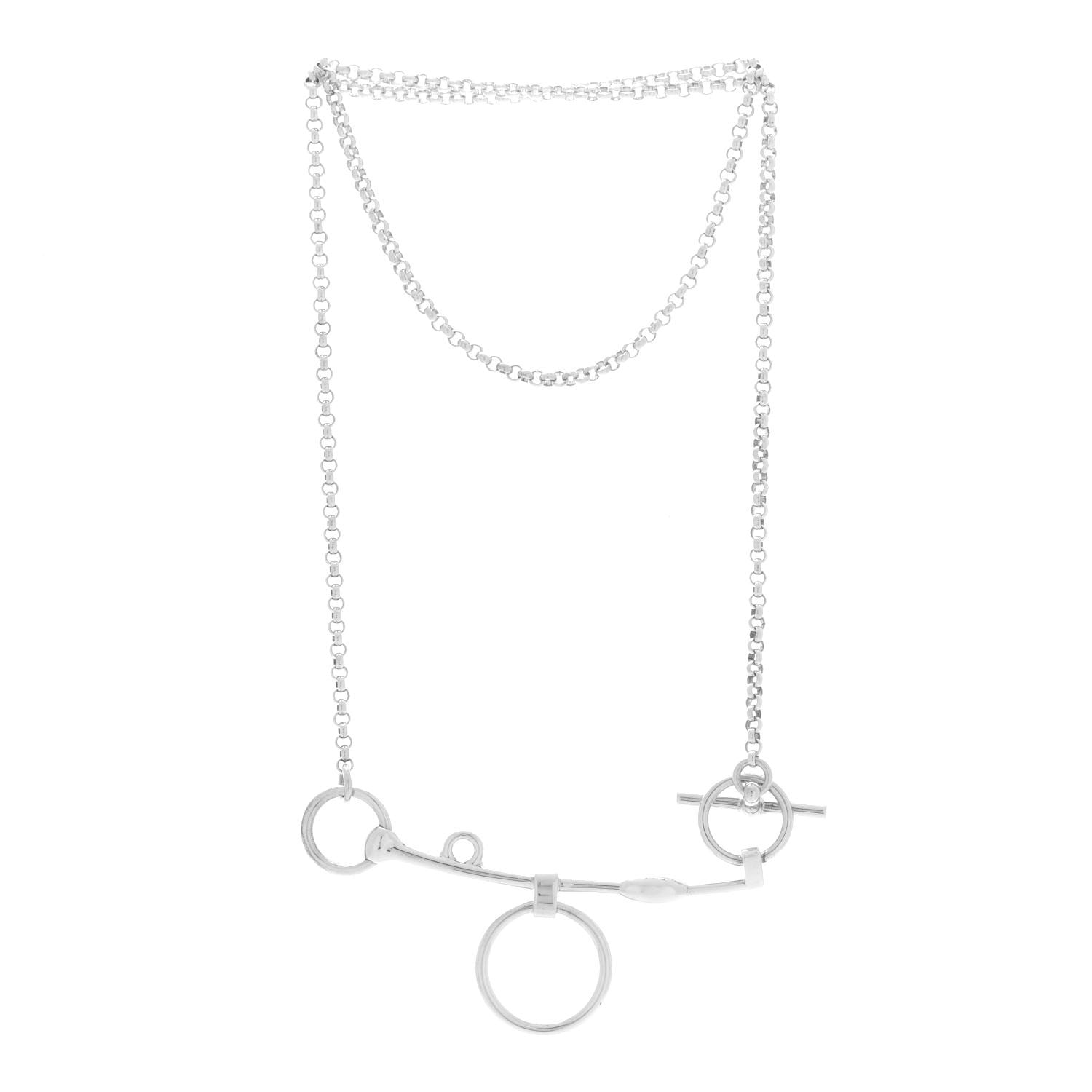 Hermes Sterling Silver Mors de Bride Long Necklace ST 3 of 5