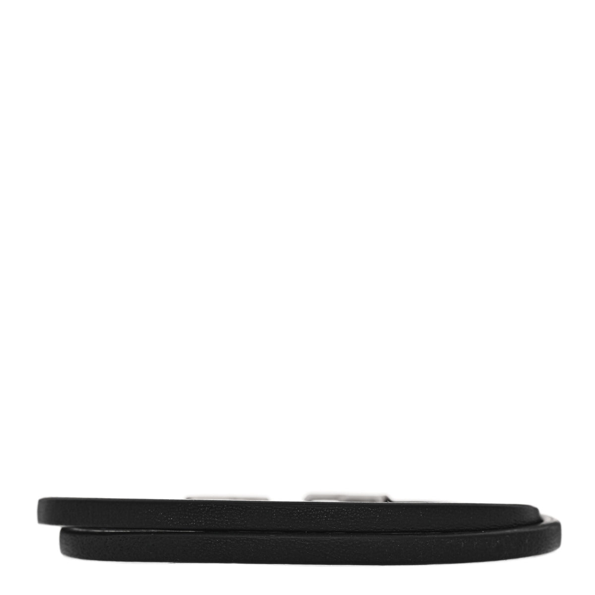Sterling Silver Leather 5.2mm Streamline Double Wrap Bracelet Black Black