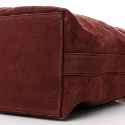 Chanel Suede Calfskin Small On My Shoulder Drawstring Bag Burgundy 10 of 10
