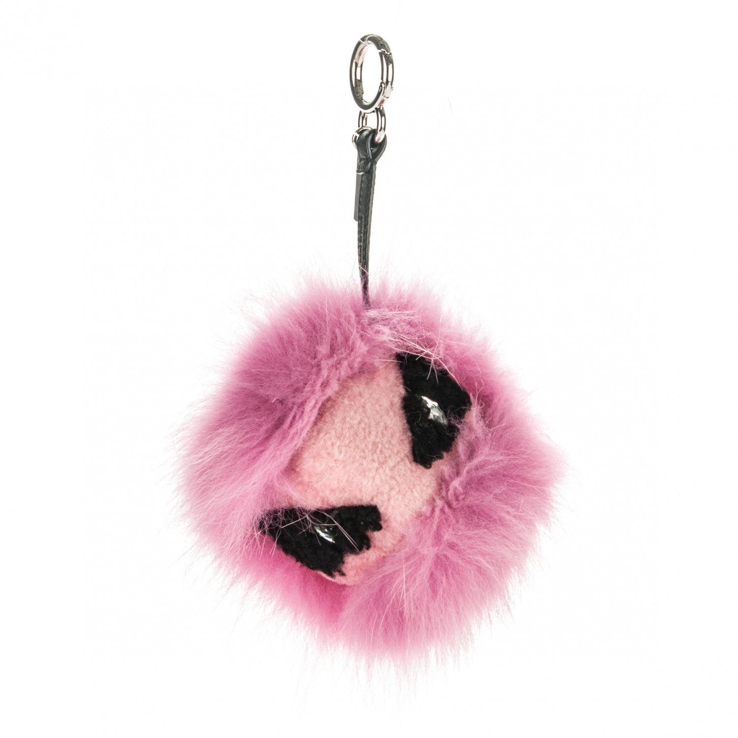 Fendi Fox Fur Shearling Crystal Tria Monster Bag Bug Charm Bubblegum 1 of 4