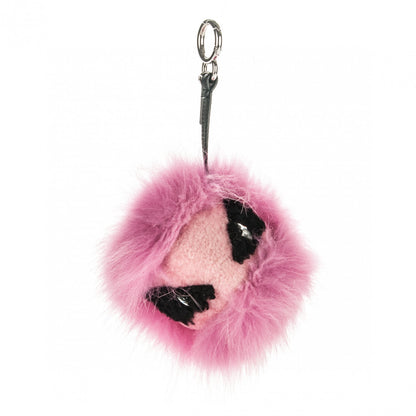 Fendi Fox Fur Shearling Crystal Tria Monster Bag Bug Charm Bubblegum 1 of 4