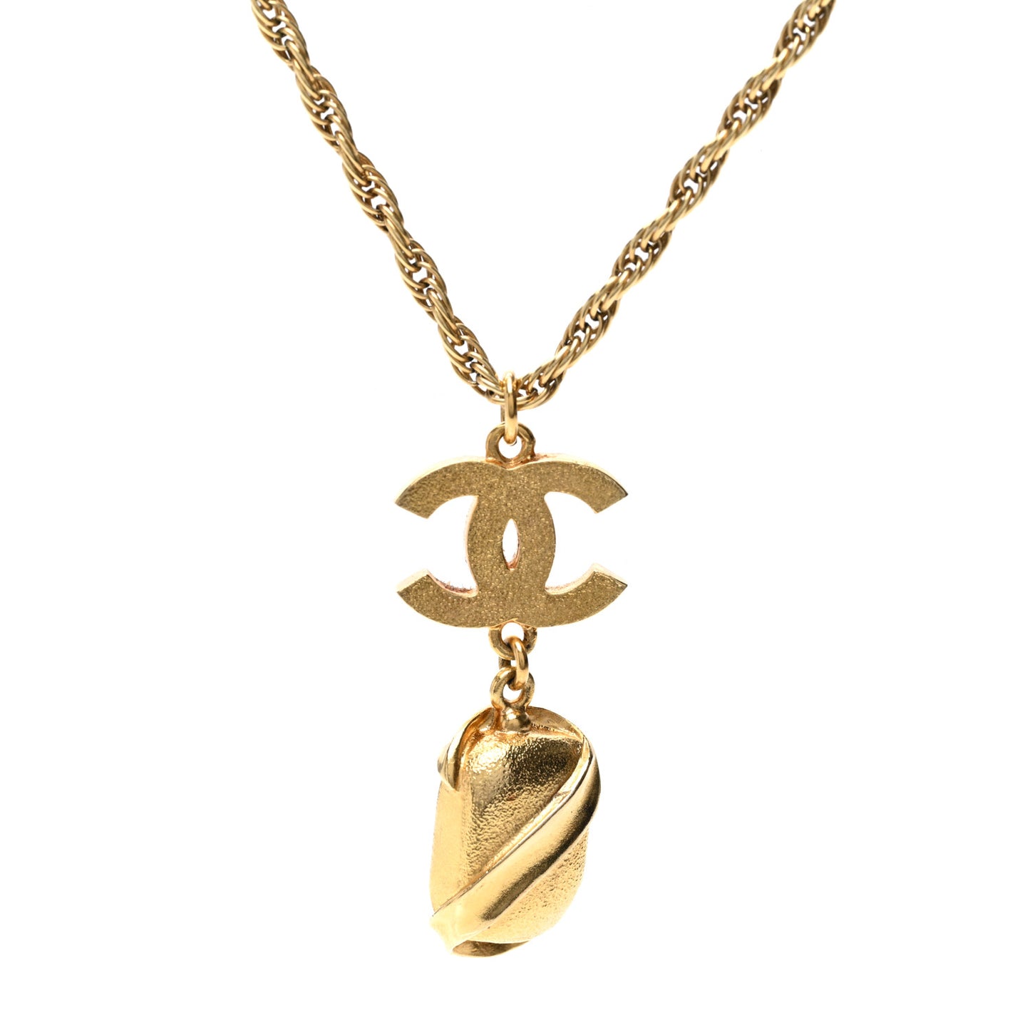 Pearl Crystal CC Pendant Necklace Gold Pink Pearly White