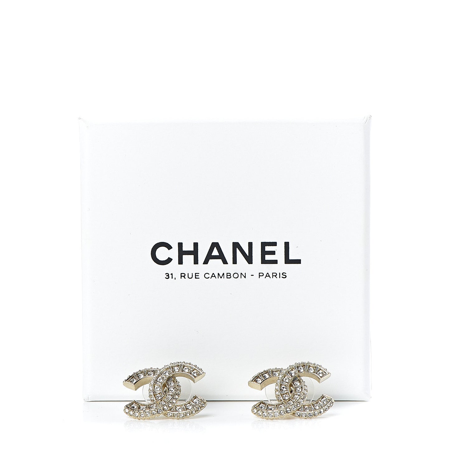 Crystal CC Earrings Light Gold