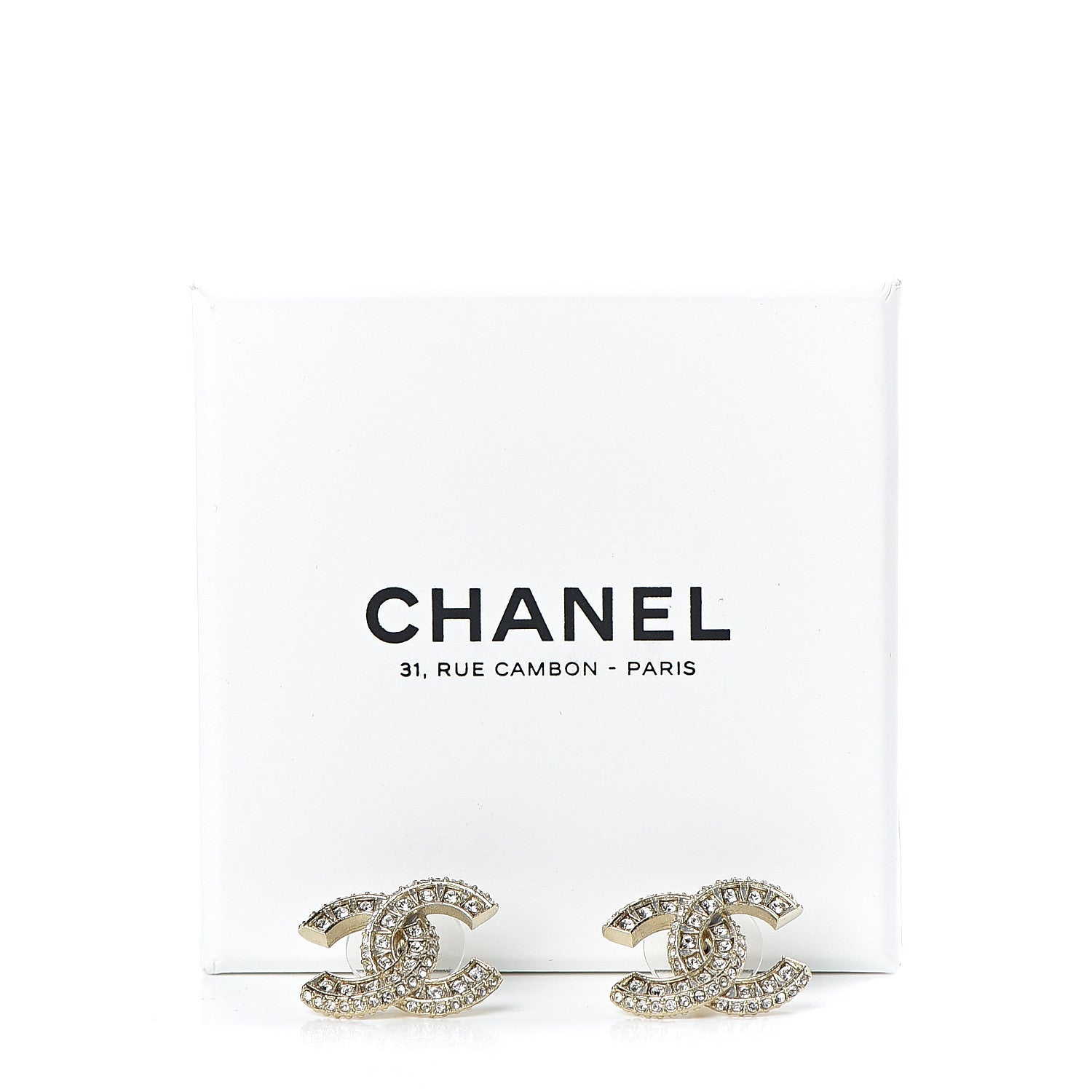 Chanel Crystal CC Earrings Light Gold 6 of 6