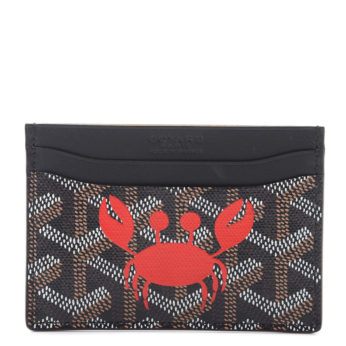 Goyardine Crab Painted Saint Sulpice Card Holder Black