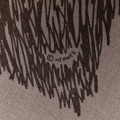 Hermes Cashmere Silk Touchez-Moi Shawl 140 Black Beige 4 of 4