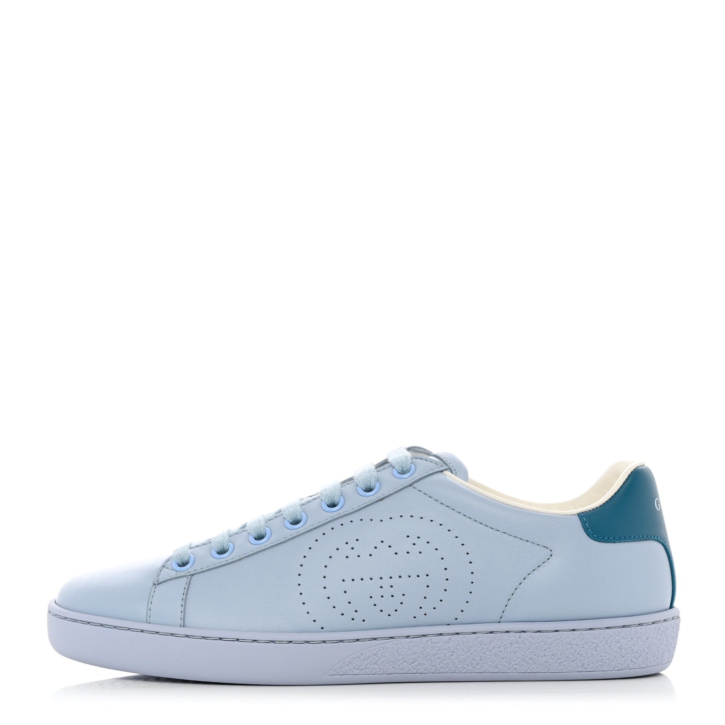 Calfskin Interlocking G Perforated Womens Ace Sneakers 36.5 Porcelain Light Blue Zaffiro