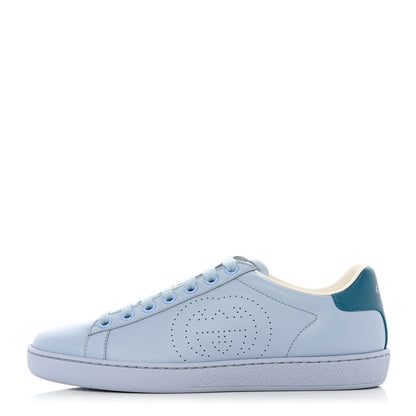 Gucci Calfskin Interlocking G Perforated Womens Ace Sneakers 36.5 Porcelain Light Blue Zaffiro 1 of 9