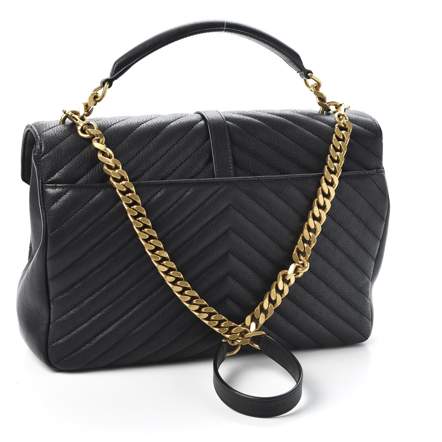 Saint Laurent Sheepskin Matelasse Chevron Monogram Large College Satchel Black 2 of 9