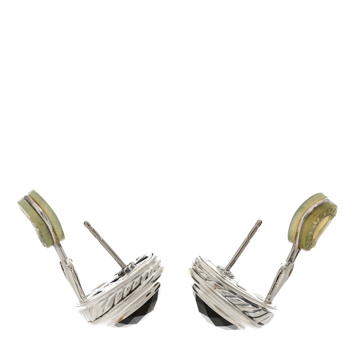 David Yurman Sterling Silver Black Onyx 11mm Albion Earrings 3 of 4