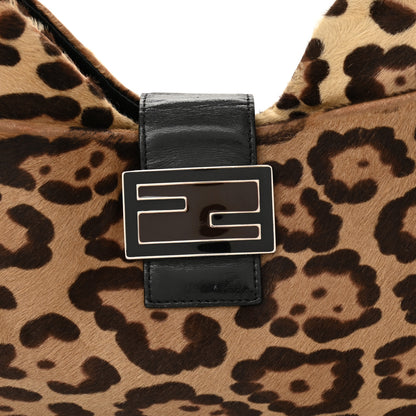 Fendi Calf Hair Leopard Print Shoulder Bag Brown Black 7 of 19