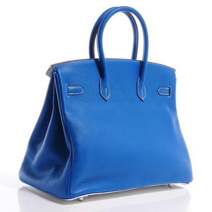 Hermes Taurillon Clemence Bi-Color Birkin 35 Mykonos White 4 of 11