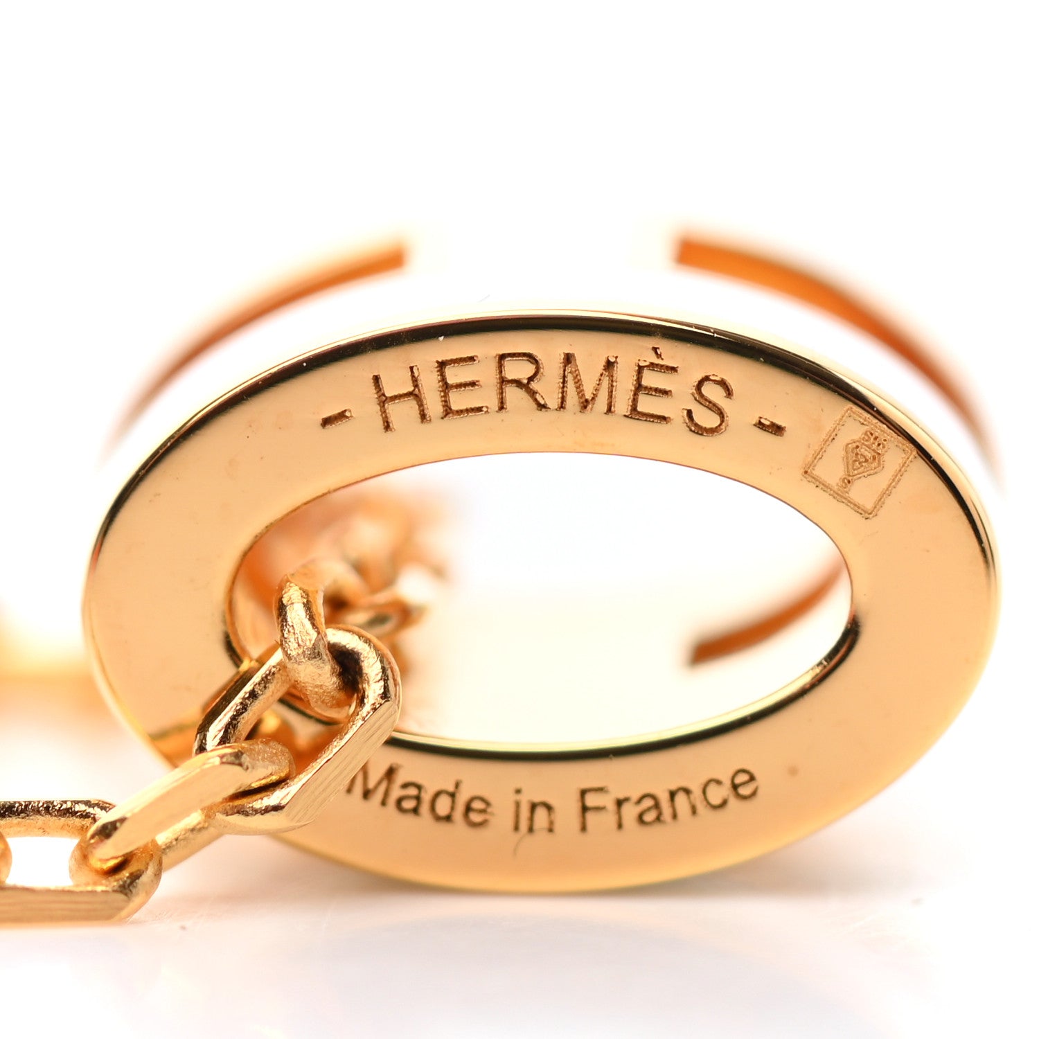 Hermes Lacquered Gold Mini Pop H Pendant Necklace White 3 of 4
