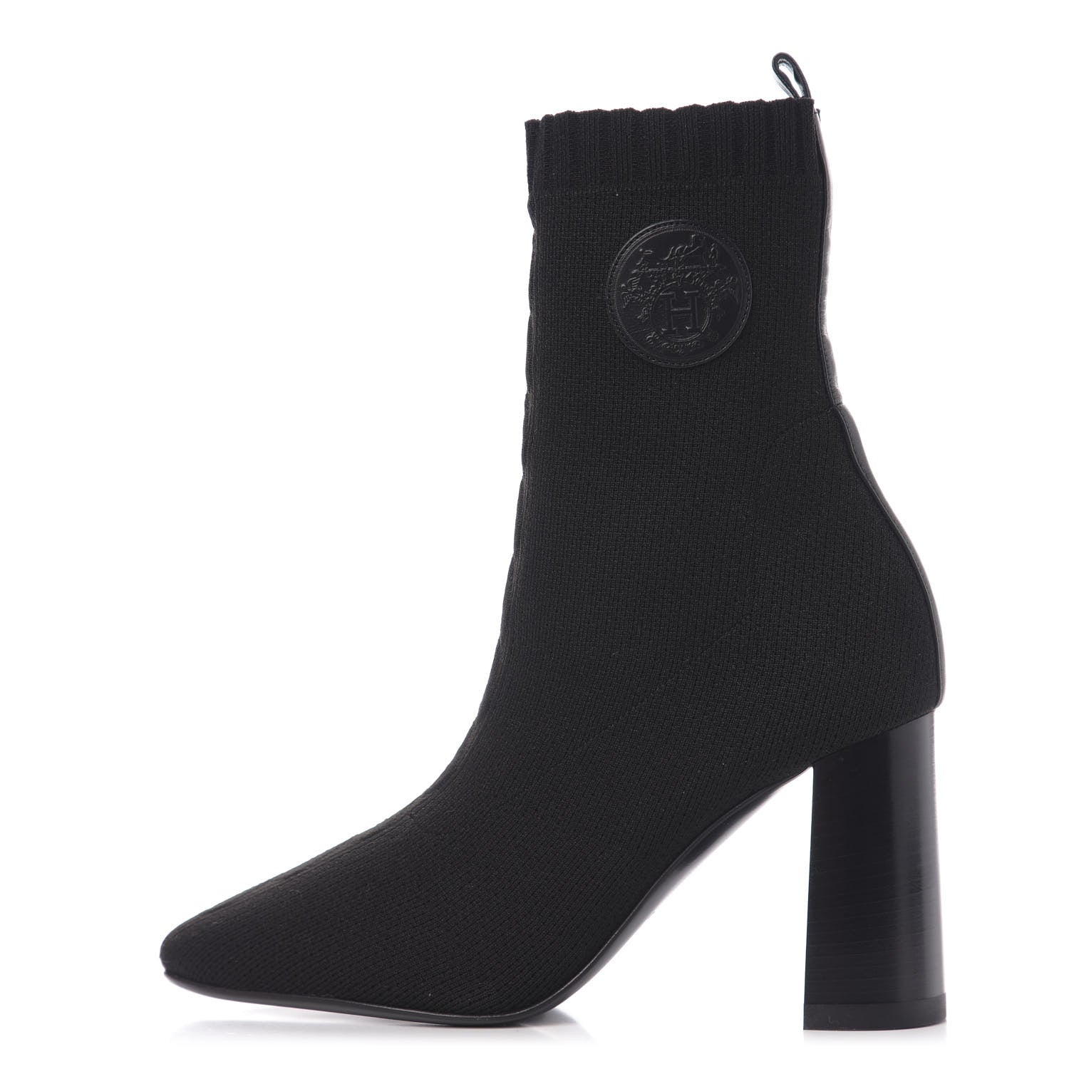 Hermes Knit Calfskin Volver Ankle Boots 38 Black 1 of 8