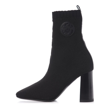 Hermes Knit Calfskin Volver Ankle Boots 38 Black 1 of 8