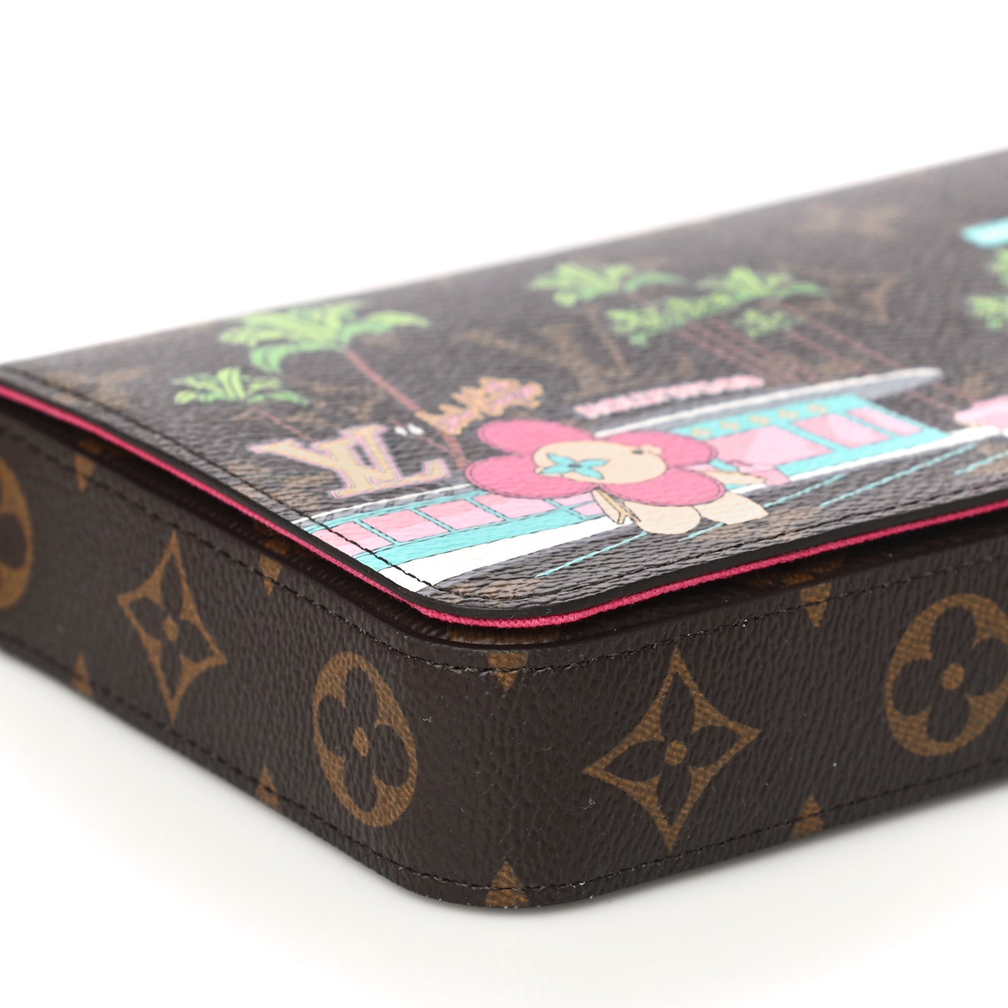 Monogram 2021 Christmas Animation Hollywood Pochette Felicie Chain Wallet Fuchsia