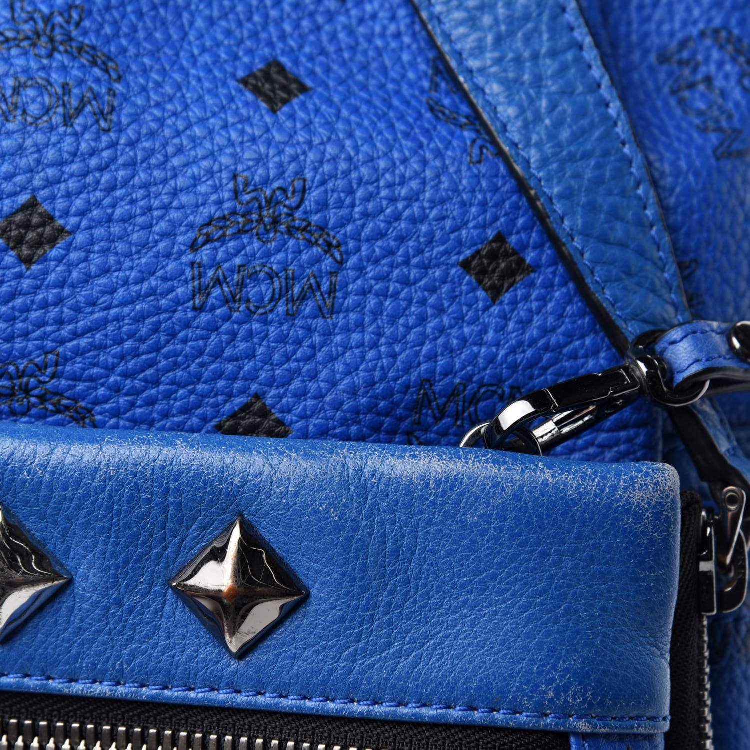 MCM Visetos Medium Studded Dual Stark Backpack Blue 10 of 16