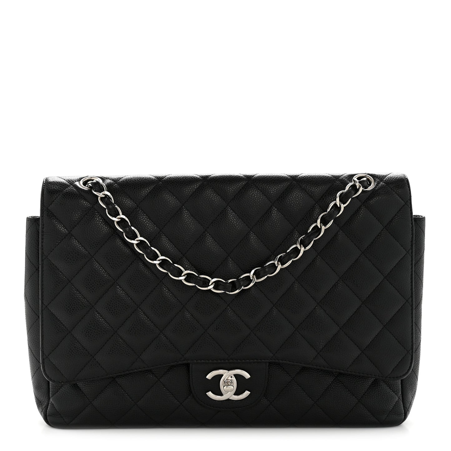 Caviar Quilted Maxi Double Flap Black