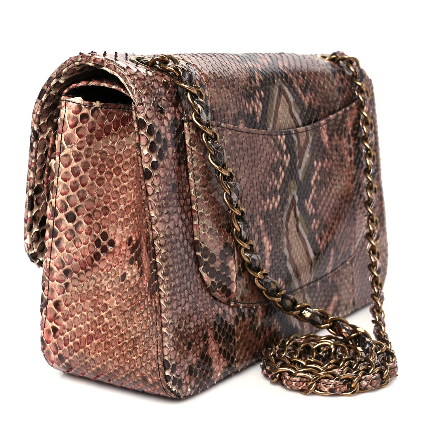 Snakeskin Jumbo Double Flap Brown Multicolor