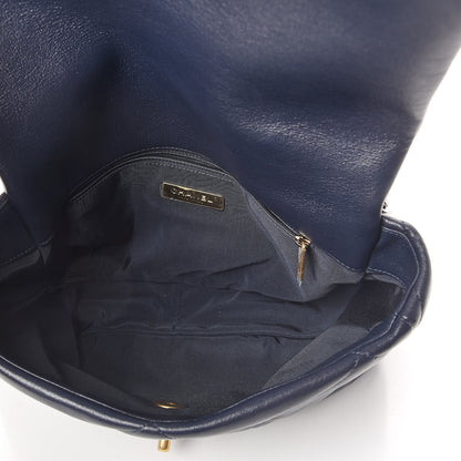 Chanel Goatskin Quilted Large 19 Flap Navy Blue 5 of 11
