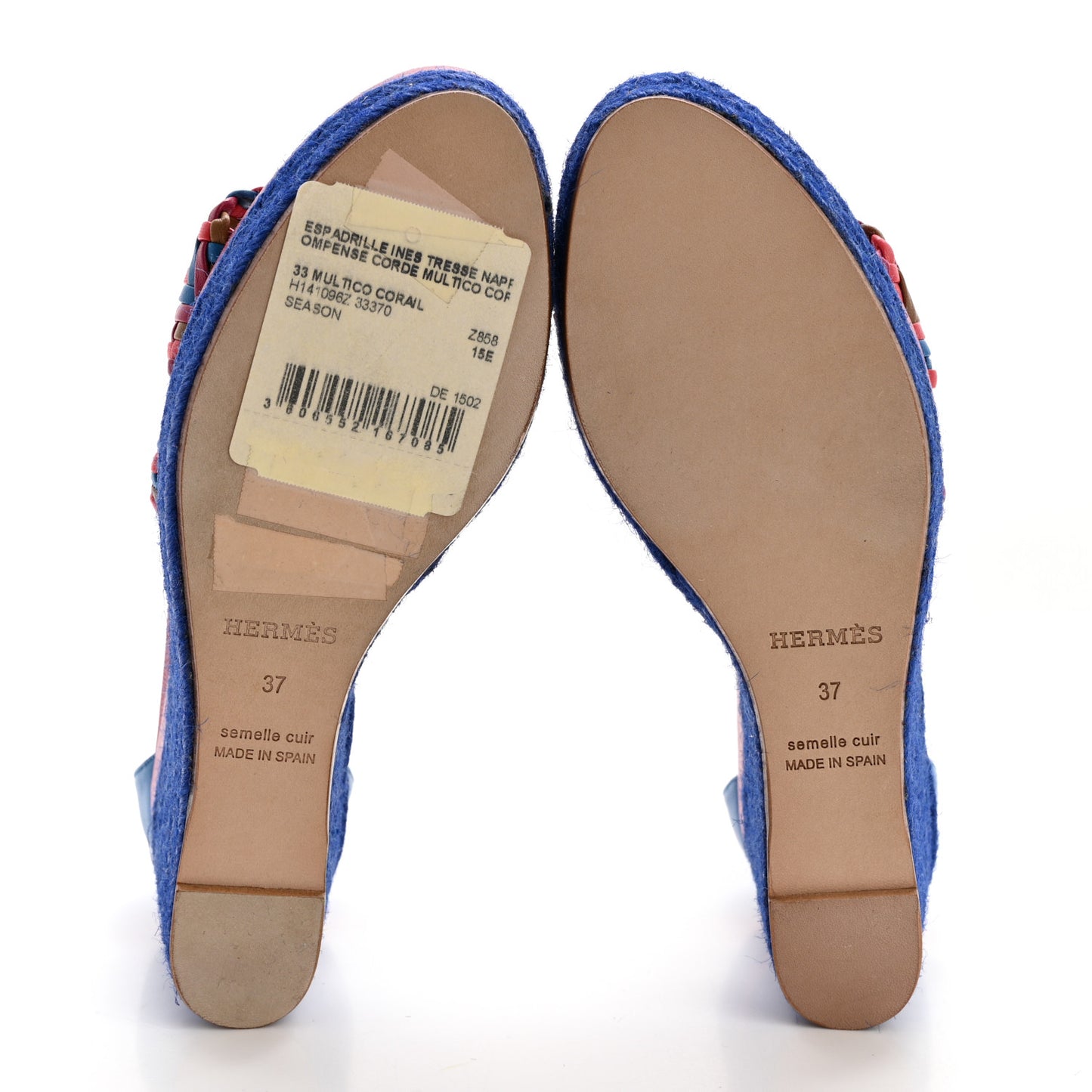 Braided Nappa Ines Espadrille Wedge Sandals 37 Corail Multicolor