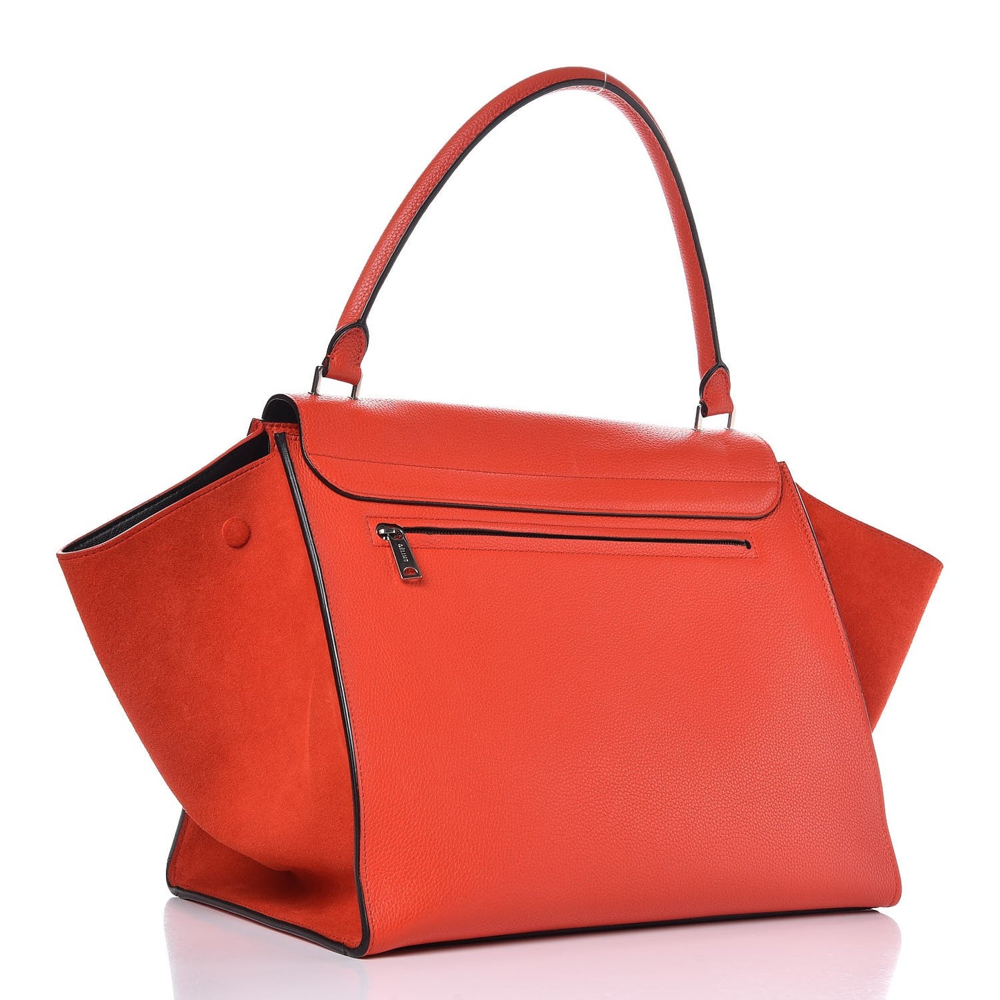 Drummed Calfskin Suede Large Trapeze Vermillion