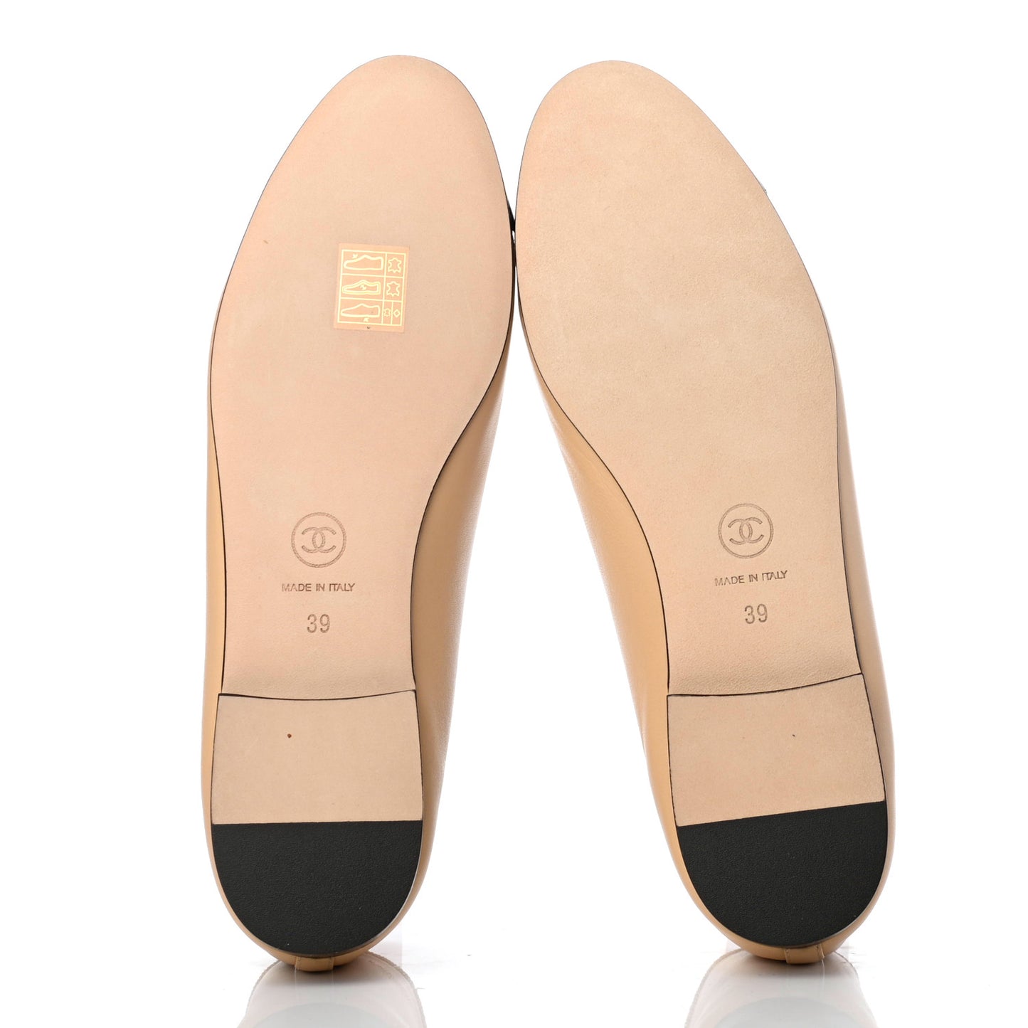 Lambskin Cap Toe CC Ballerina Flats 39 Beige Black