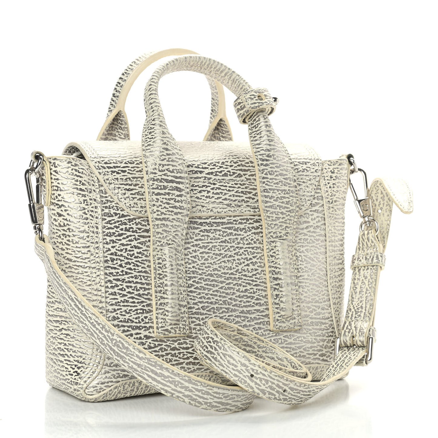 Textured Calfskin Mini Pashli Satchel Silver White
