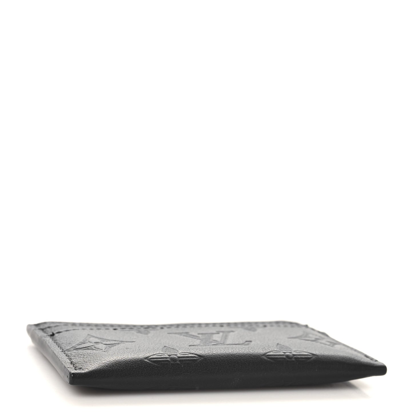 Calfskin Monogram Shadow Double Card Holder Black