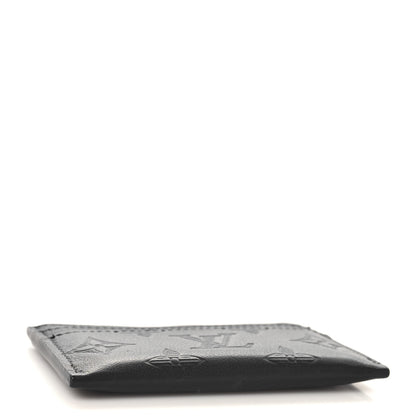 Louis Vuitton Calfskin Monogram Shadow Double Card Holder Black 4 of 7