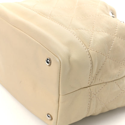Chanel Lambskin Contrast Stitch Small Drawstring Tote Ivory 11 of 12